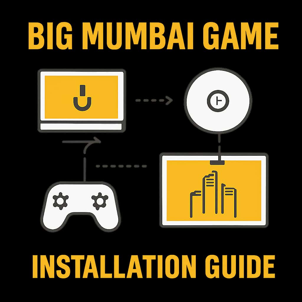 Diagram illustrating installation steps of the Big Mumbai Game.