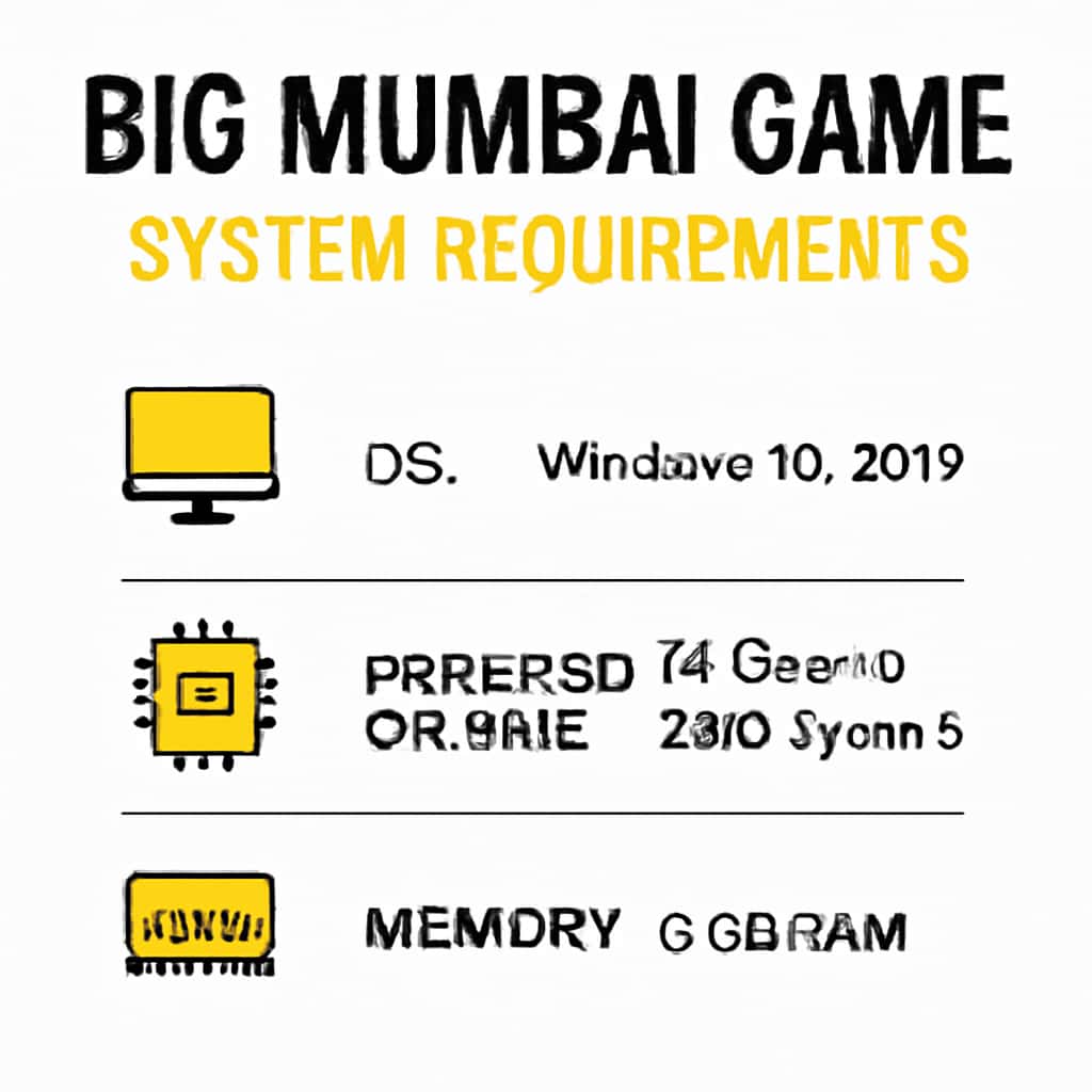 An educational diagram illustrating the system requirements for Big Mumbai Game.