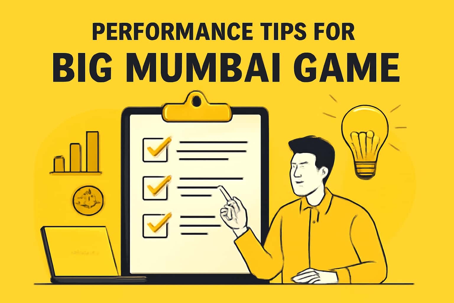 Visual representation of performance tips for the Big Mumbai Game.