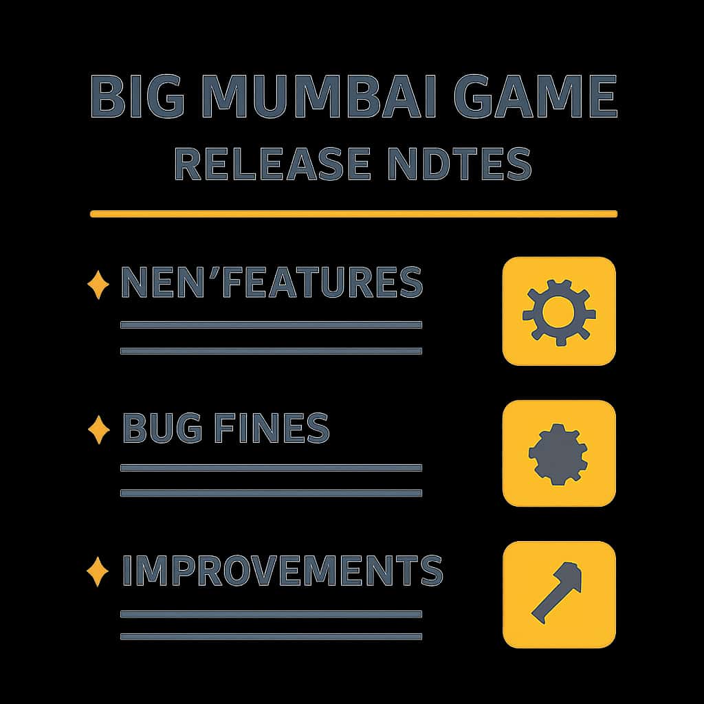 An educational diagram representing features of the Big Mumbai Game Release Notes.